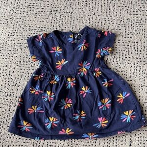 Primary Navy Dress with Colorful Floral Design